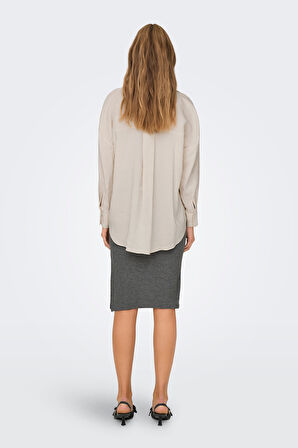 Only Kadın Onlzazıma Ön Kısa Arka Uzun Rahat Kesim Gömlek 15272523 Pudra