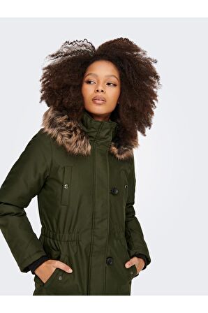 Only Kadın Iris Fur Winter Parka Kadın Yeşil Mont 15213755