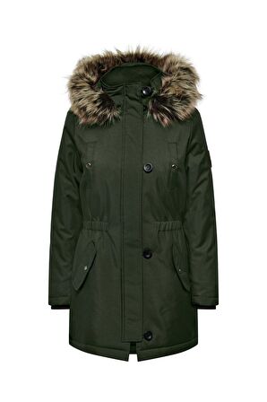 Only Kadın Iris Fur Winter Parka Kadın Yeşil Mont 15213755