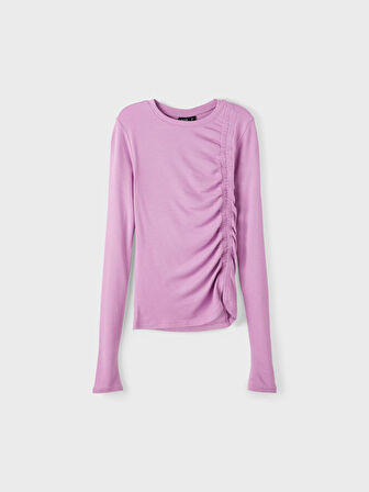 Lmtd Pembe Kız Çocuk O Yaka Uzun Kollu Düz T-Shirt NLFRINCDIDA LS SHORT TOP