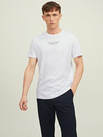Jack & Jones Bisiklet Yaka Düz Beyaz Erkek T-Shirt JPRBLUARCHIE SS TEE CREW NECK NOOS