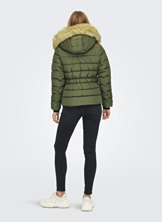 Only Kürk Detaylı Haki Kadın Kısa Şişme Mont 15204607