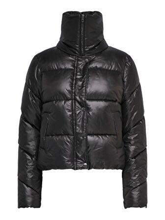 Only Siyah Kadın Kısa Boy Düz Şişme Mont 15265538