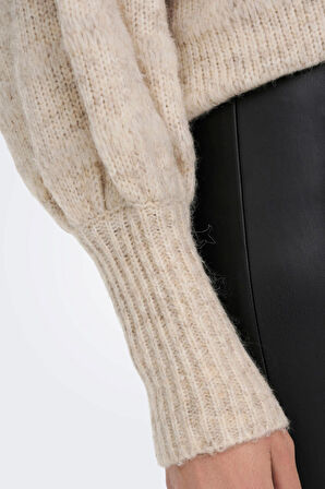 Only Kadın Celına Lıfe Yarım Balıkçı Yaka Kazak 15259528 Bej