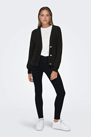 Only Kadın Onlella Düğmeli Uzun Kollu Örme Hırka 15259564 Siyah