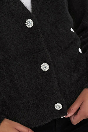 Only Kadın Onlella Düğmeli Uzun Kollu Örme Hırka 15259564 Siyah