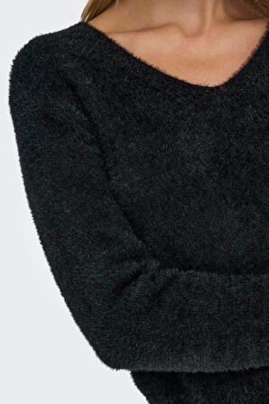 Only Kadın Onlella V Yaka Uzun Kollu Örme Kazak 15259562 Siyah