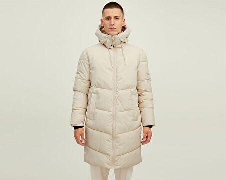 Jack Jones Jorcopenhagen Long Puffer Ln Erkek Günlük Mont 12215283-MOONBEAM Krem