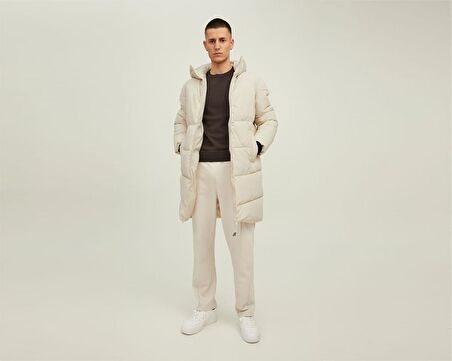 Jack Jones Jorcopenhagen Long Puffer Ln Erkek Günlük Mont 12215283-MOONBEAM Krem