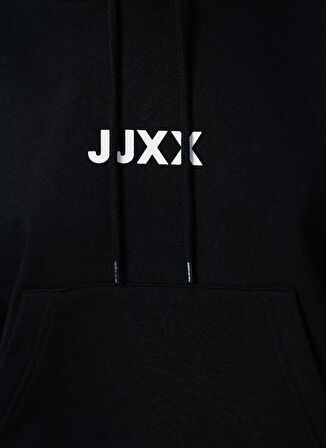 JJXX Kapüşon Yaka Düz Siyah Kadın Sweatshırt JXCARLA LS OVERSIZE HOODIE BY