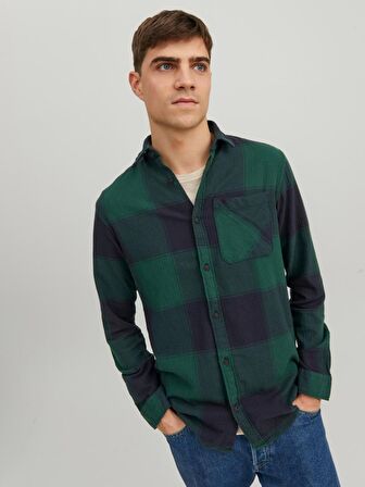 Jack&Jones Yeşil-Lacivert Erkek Oduncu Gömlek 12215467