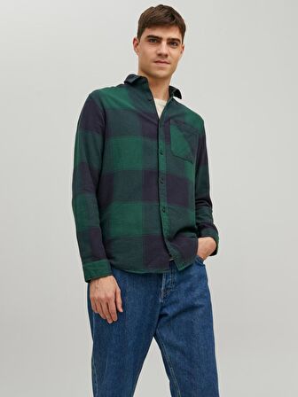 Jack&Jones Yeşil-Lacivert Erkek Oduncu Gömlek 12215467