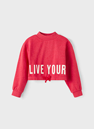 Name İt Kırmızı Kız Çocuk O Yaka Sweatshirt NKFNALIVE LS CROP SWEAT  BRU