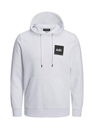 Jack & Jones Kapüşonlu Regular Fit Beyaz Erkek Şardonlu Sweatshirt 12213245_JJLOCK SWEAT HOOD