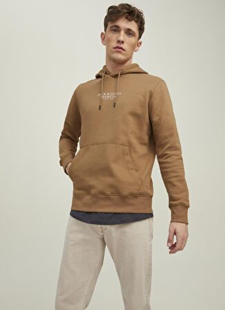 Jack & Jones Kapüşonlu Regular Fit Kahve Erkek Şardonlu Sweatshirt 12216335_JPRBLUARCHIE SWEAT HOOD NO
