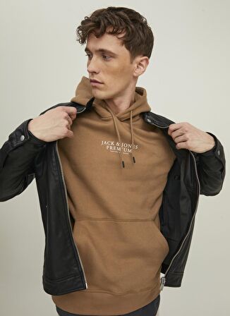 Jack & Jones Kapüşonlu Regular Fit Kahve Erkek Şardonlu Sweatshirt 12216335_JPRBLUARCHIE SWEAT HOOD NO