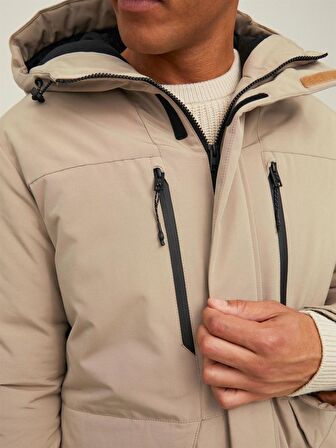 Jack & Jones Koyu Bej Erkek Kapüşonlu   Mont 12214645_JCOBACH PARKA