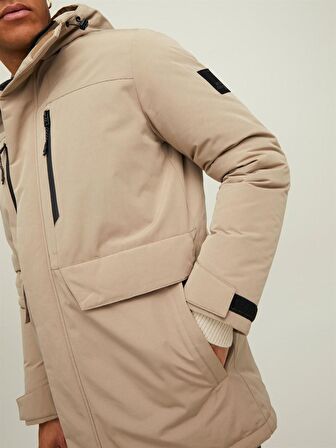 Jack & Jones Koyu Bej Erkek Kapüşonlu   Mont 12214645_JCOBACH PARKA