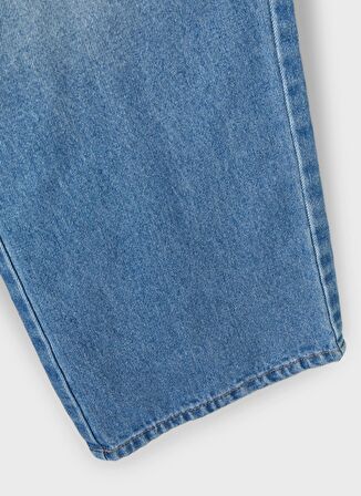 Lmtd Mavi Kız Çocuk Bol Paça Bol Kesim Düz Denim Pantolon NLFCARGIZZA DNM ST PANT W. POCKET D