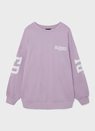 Lmtd Pembe Kız Çocuk O Yaka Uzun Kollu Baskılı Sweatshirt NLFNESSED LS L SWEAT