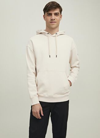 Jack & Jones Kapüşon Yaka Bej Erkek Sweatshırt 12216342_JCOCLASSIC WAFFLE SWEAT HO