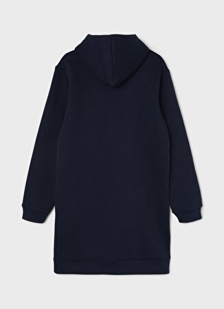 Lmtd Lacivert Kız Çocuk Fermuarlı Uzun Kollu Rahat Düz Elbise NLFOPAL LS SWEAT DRESS W HOOD