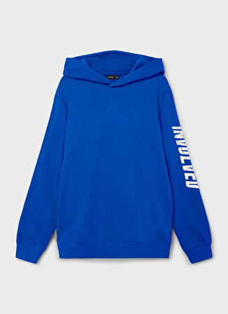 Lmtd Mavi Erkek Çocuk Kapüşonlu Uzun Kollu Baskılı Sweatshirt NLMNOLVED LS SWEAT W. HOOD