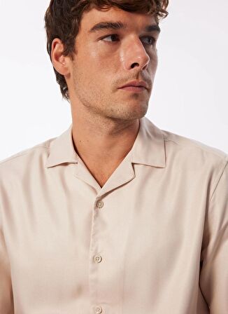 Only & Sons Normal Açık Bej Düz Erkek Gömlek ONSDASH LIFE REG SOLID VISC RES SS