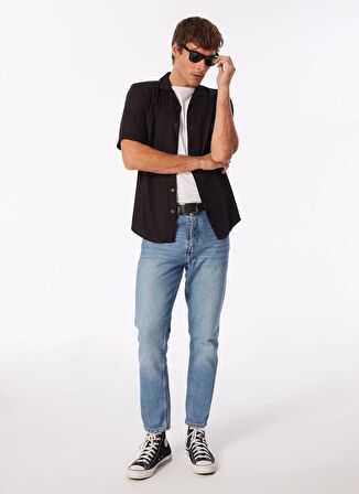 Only & Sons Normal Siyah Düz Erkek Gömlek ONSDASH LIFE REG SOLID VISC RES SS