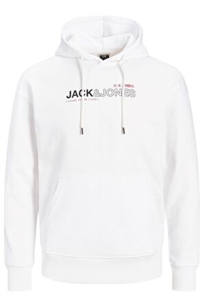 Jack & Jones Erkek Jcomono Vision Kapüşonlu Sweatshirt 63412216286 Beyaz
