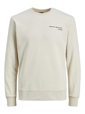 Jack & Jones Bisiklet Yaka Bej Erkek Sweatshırt 12216239_JCOONO SWEAT CREW NECK