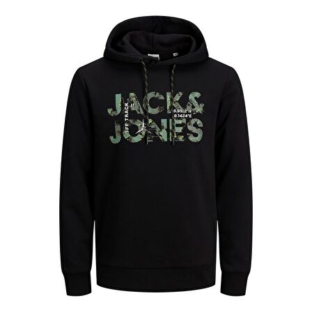 Jack & Jones Kapüşon Yaka Siyah Erkek Sweatshırt 12216242_JCOTECH LOGO SWEAT HOOD