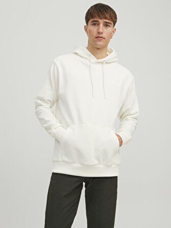 Jack & Jones Kapüşonlu Regular Fit Kırık Beyaz Erkek Şardonlu Sweatshirt 12217436_JPRBLURALLEY SWEAT HOOD