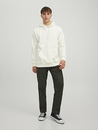 Jack & Jones Kapüşonlu Regular Fit Kırık Beyaz Erkek Şardonlu Sweatshirt 12217436_JPRBLURALLEY SWEAT HOOD