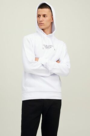 Jack & Jones Erkek Kapüşonlu Sweatshirt Jprbluarchıe 63412216335 Beyaz