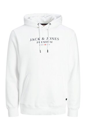 Jack & Jones Erkek Kapüşonlu Sweatshirt Jprbluarchıe 63412216335 Beyaz
