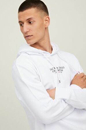 Jack & Jones Erkek Kapüşonlu Sweatshirt Jprbluarchıe 63412216335 Beyaz