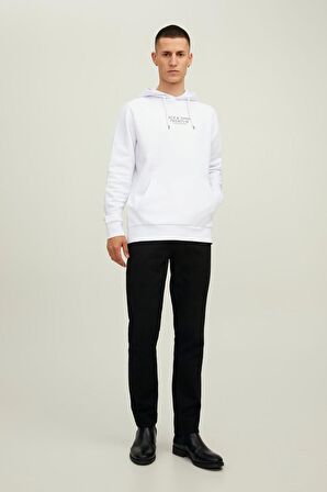 Jack & Jones Erkek Kapüşonlu Sweatshirt Jprbluarchıe 63412216335 Beyaz