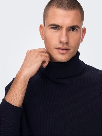 Onsphil Reg 12 Struc Roll Neck Knit Noos Erkek Mavi Kazak - 22023202