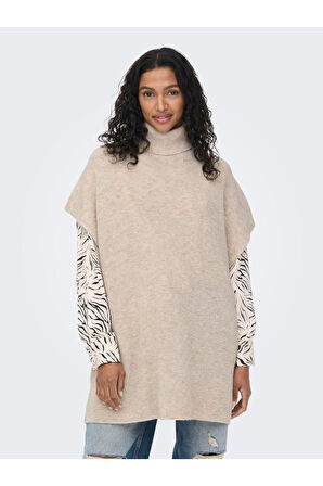 Onlparıs Lıfe Loose Highn Wool Vest Knt Kadın Gri Kazak - 15268869