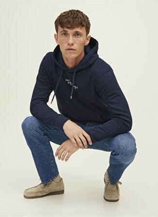 Jack & Jones Kapüşon Yaka Lacivert Erkek Sweatshırt 12216335_JPRBLUARCHIE SWEAT HOOD NO