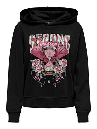 Only Kapüşonlu Siyah Kadın Sweatshirt 15273880