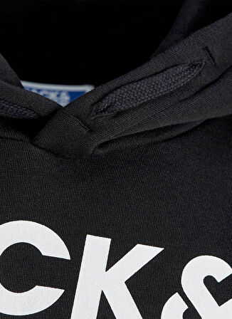Jack & Jones Baskılı Erkek Genç  Siyah Sweatshırt JJECORP LOGO SWEAT HOOD NOOS JNR