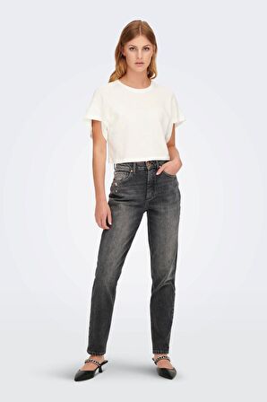 Only Kadın Mom Jeans 65515266261 Koyu Gri