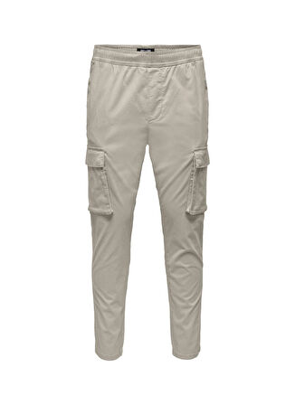Only & Sons Dar Paça Ekru Erkek Kargo Pantolon ONSCAM LIFE LINUS CARGO PANT PK 236