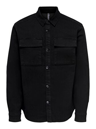 Only&Sons Erkek Oversize Gömlek ONSCAMON BLACK 4335 OVERSHIRT 22024335