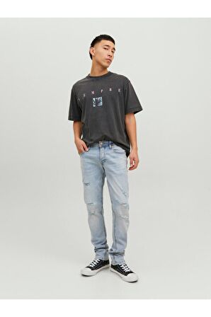 Jack & Jones Erkek Glenn Dar Kesim Yırtık Kot Pantolon - 12223504