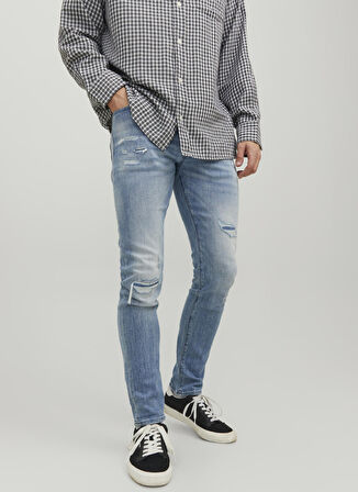 Jack & Jones Düşük Bel Slim Fit Mavi Erkek Denim Pantolon 12229202_JJIGLENN JJBLAIR GE 202 NO