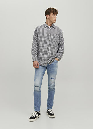 Jack & Jones Düşük Bel Slim Fit Mavi Erkek Denim Pantolon 12229202_JJIGLENN JJBLAIR GE 202 NO