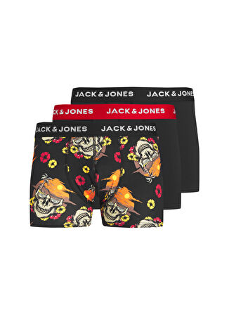 Jack & Jones Siyah Erkek Boxer 12224869_JACFLOWER SKULL MICROFIBER